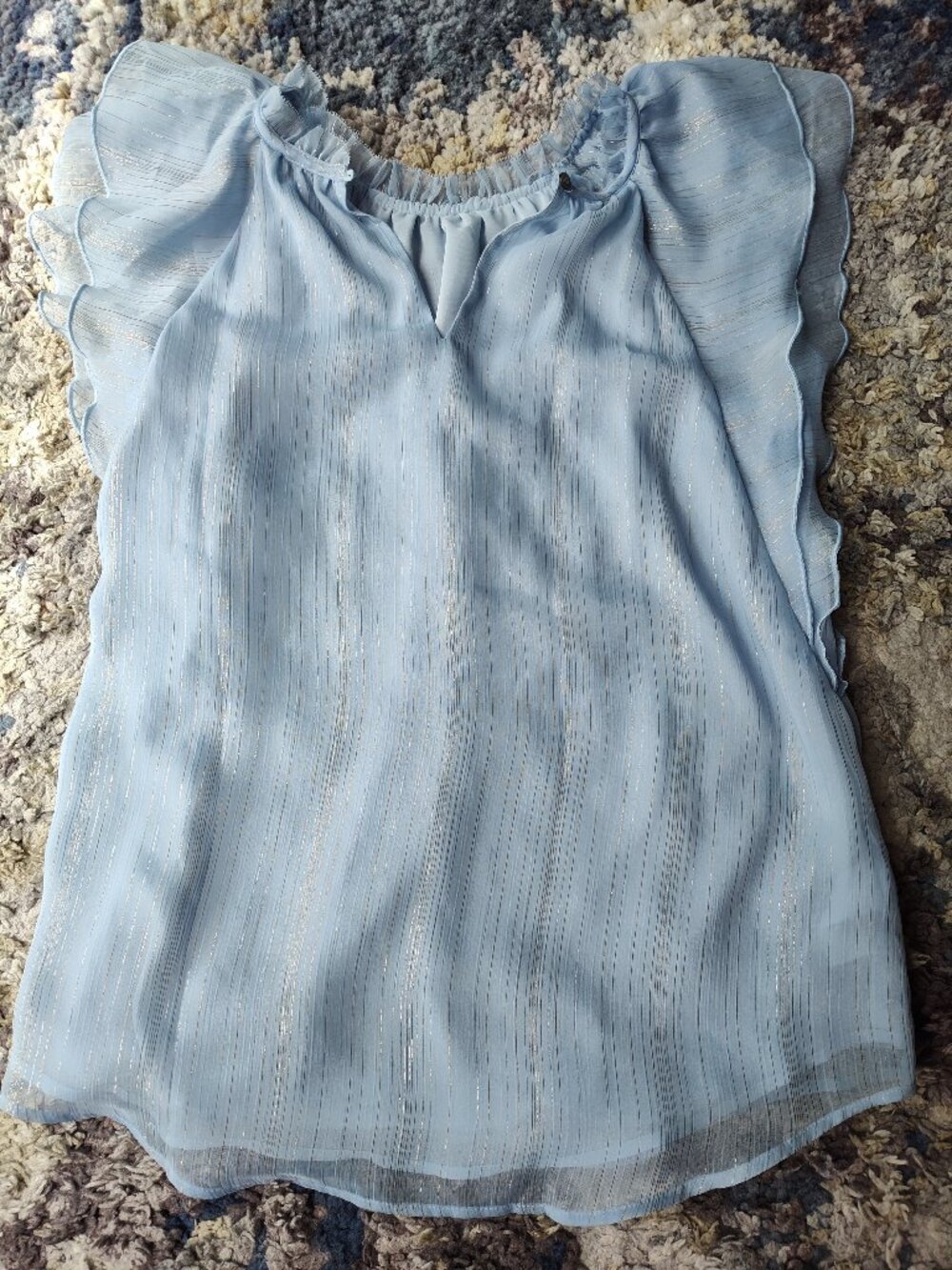 Ann Taylor Loft Baby Blue/ Gold Blouse
